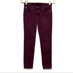 AG ADRIANO GOLDSCHMIED WINE SKINNY ANKLE  STRETCH SOFT COLOR DENIM JEANS